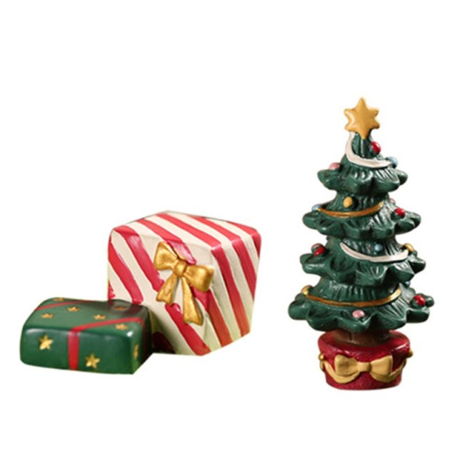 2 pcs/set christmas aquarium miniature figurines resin xmas