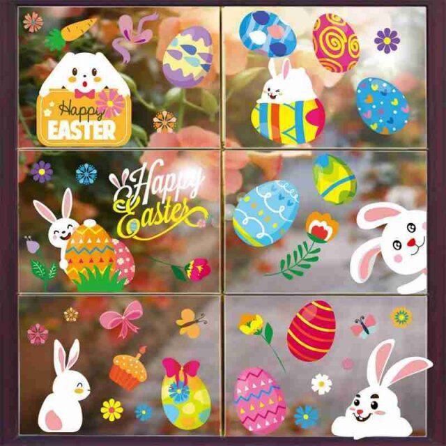 easter window sticker happy easter carrot bunny egg removabl