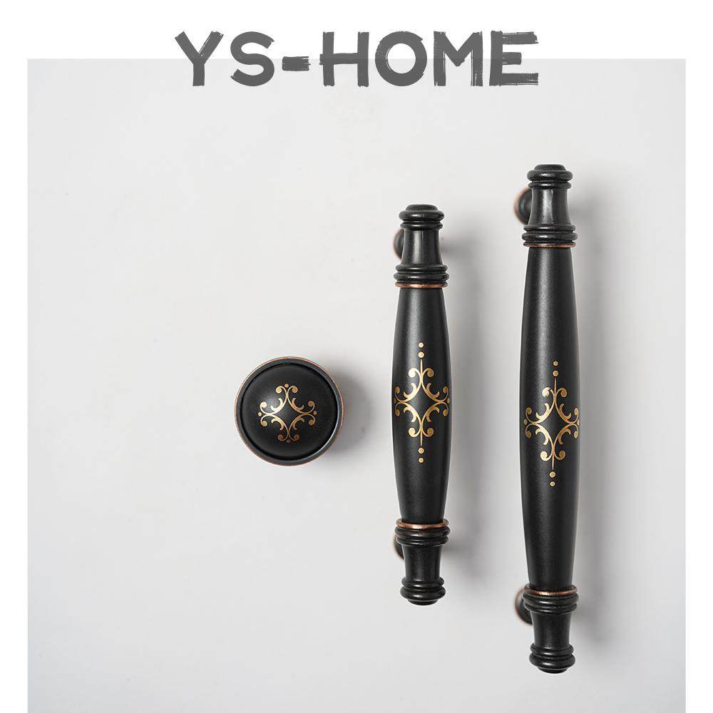 YS-HOME哑黑色金花拉手 复古实木衣柜门抽屉拉手美式老柜子门把手,基础建材,小拉手,淘宝优惠券,粉丝福利购,淘宝优惠卷