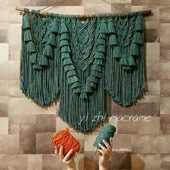 手工编织墨绿色挂毯波西米亚风流苏壁毯墙面装 饰百搭家居挂饰ins
