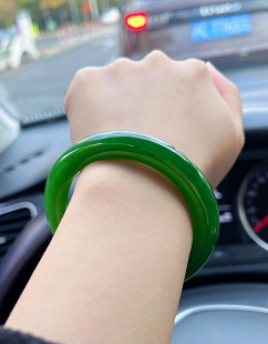 气质女神和田玉碧玉胖圆条手镯女款送妈妈送女友玉镯玉石镯子