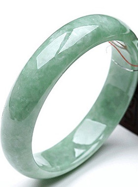 天然正品玉镯缅甸翡翠玉手镯 女款玉石浅绿玉镯子 特价包邮带证书