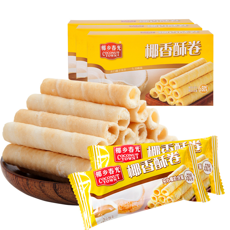 春光食品椰香酥卷蛋卷饼干零食