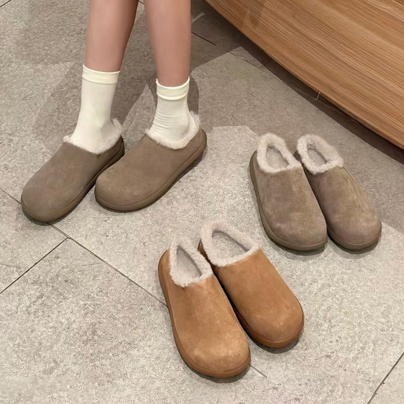 全包小土豆穆勒加绒牛皮全包勃肯鞋防滑增高真皮复古百搭博肯鞋