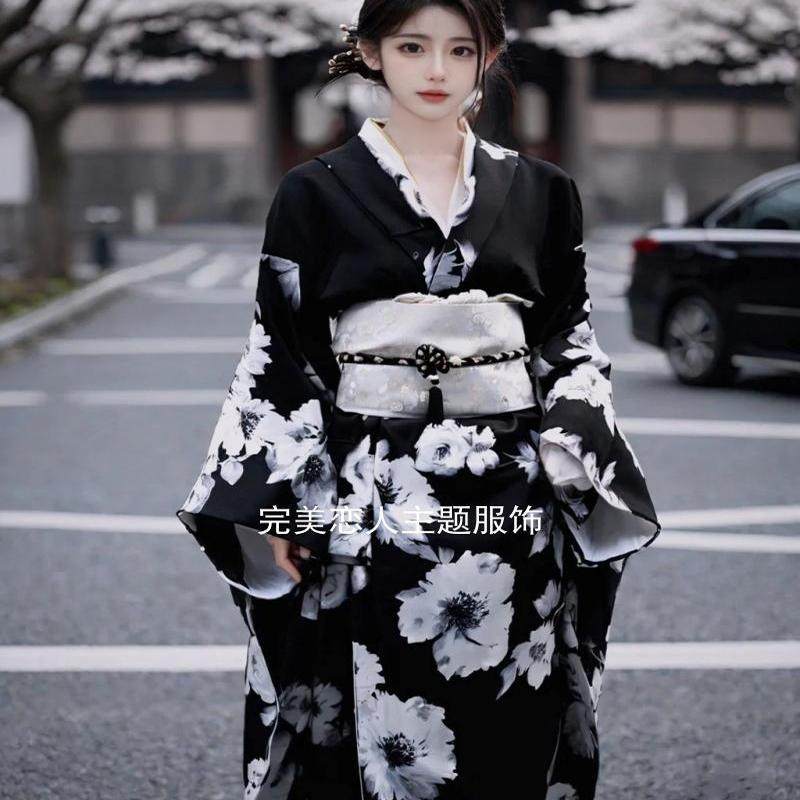 影楼新款和服黑道千金写真浴衣神明少女改良日式拍照COS摄影服装