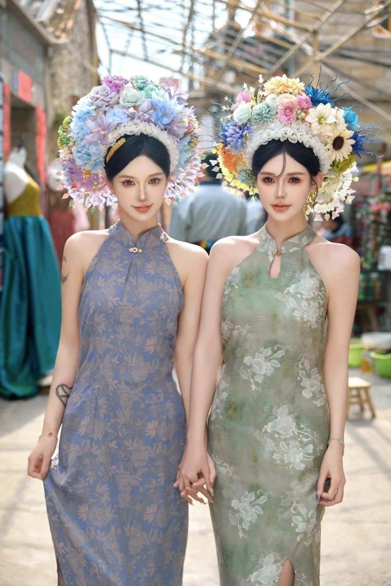 泉州浔埔女簪花旗袍闺蜜主题服装