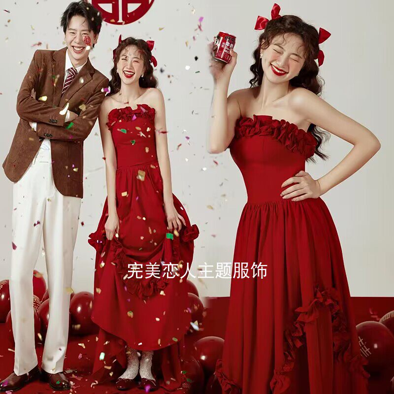 影楼喜嫁情侣写真婚纱照敬酒服