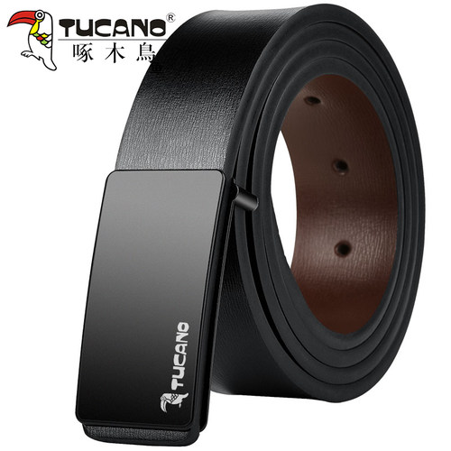啄木鸟商务风平滑扣男士皮带