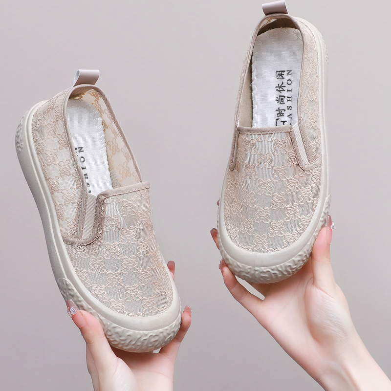 厚底渔夫鞋透气镂空一脚蹬网纱鞋