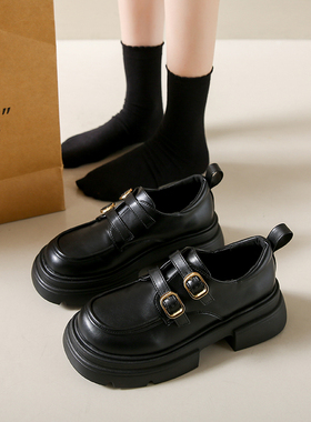 黑色小皮鞋女厚底增高JK制服2026年春秋新款学院风通勤工作乐福鞋
