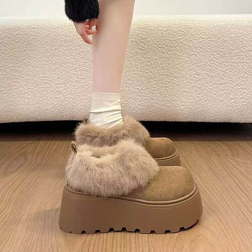 厚底增高小个子雪地靴女2026年秋冬季新款加绒勃肯毛毛鞋保暖棉鞋