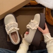 配裙子勃肯单鞋 新款 女2026春季 复古甜美学院风松糕厚底花边小皮鞋