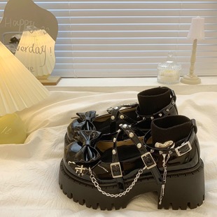 朋克暗黑风亚文化日系厚底小皮鞋 甜酷辣妹lolita单鞋 女2025春新款
