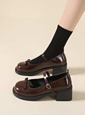 法式蝴蝶结玛丽珍鞋女2026春季时尚百搭小皮鞋配裙子甜美气质单鞋