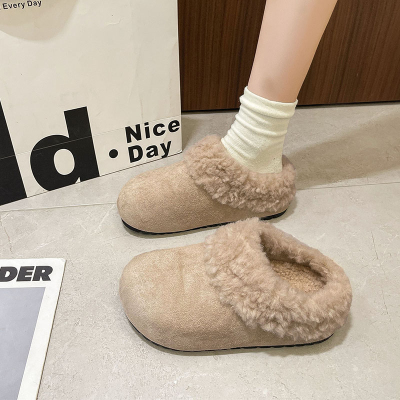 增高加绒勃肯鞋女毛毛拖鞋