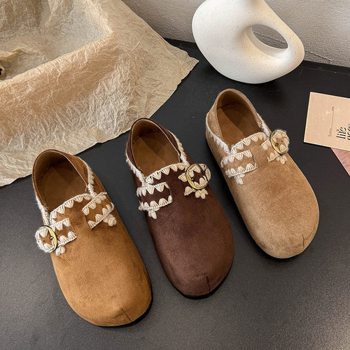 厚底内增高两穿全包勃肯鞋女鞋2025秋季新款一脚蹬博肯单鞋豆豆鞋