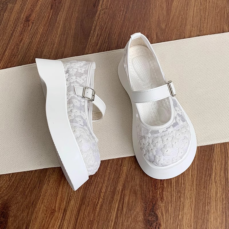 网纱凉鞋夏季玛丽珍鞋女厚底松糕鞋洛丽塔jk大头鞋仙女风透气网鞋