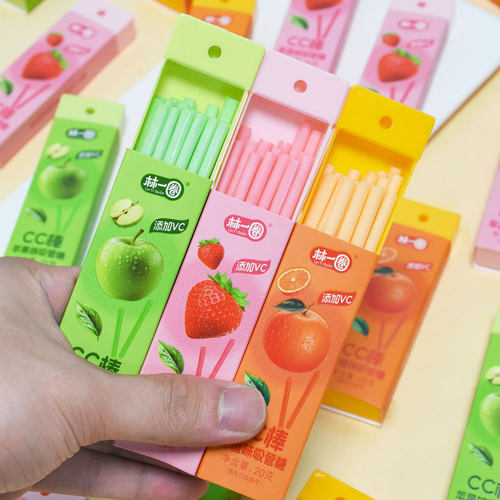 CC棒吸管糖草莓老酸奶味盒装抽抽盒网红糖果独立小包糖果休闲零食