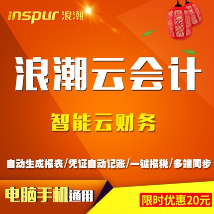 浪潮云会计智能云财务软件自动记账生成报表一键报税电脑手机通用