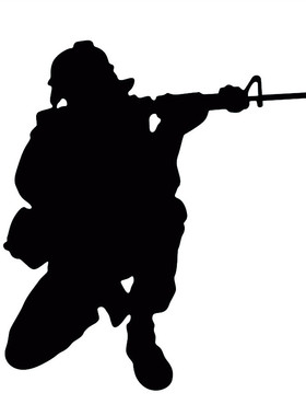防水反光汽车贴纸电动摩托兵人军事战争A233反恐特战跪姿射击车贴