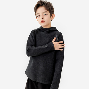 纯一良品男童高领连帽卫衣前短后长 少年高弹运动服春秋110-170码