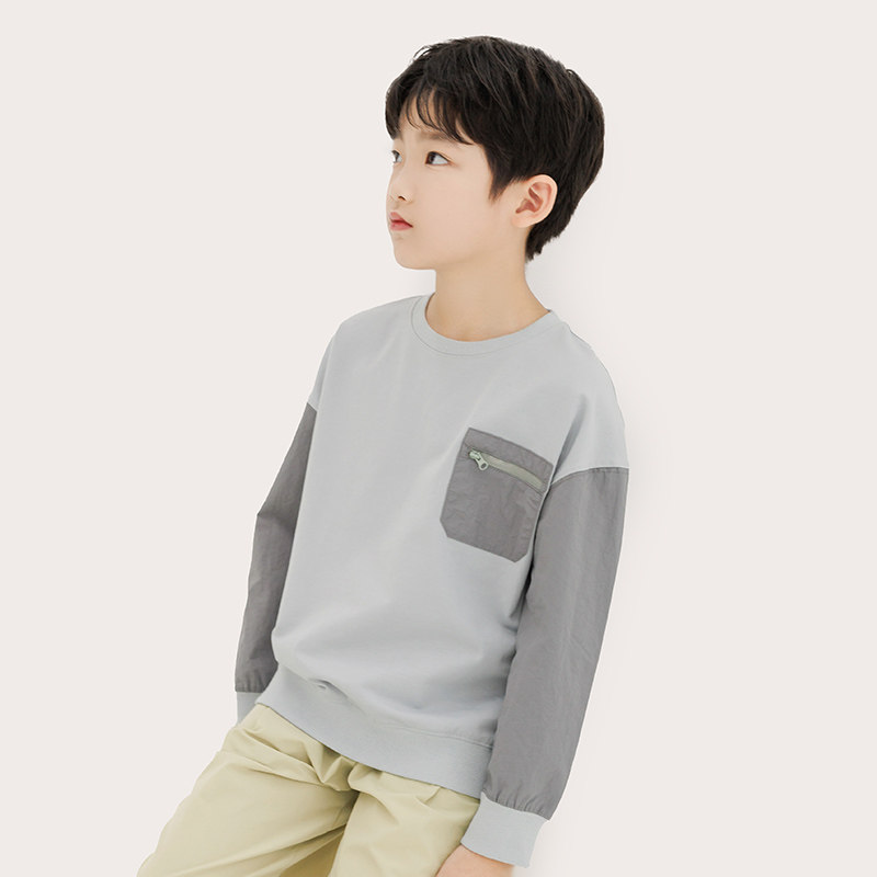 纯一良品男童落肩撞色棉质卫衣春