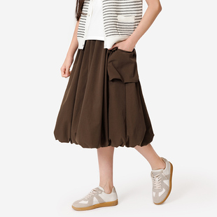 【花苞裙】纯一良品女童半身裙春秋 青少年中长款短裙子 网眼内里