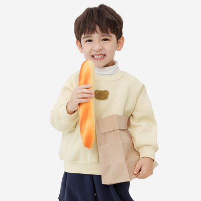 纯一良品童装儿童卫衣秋冬新款中小童男童银狐绒保暖加绒套头衫潮