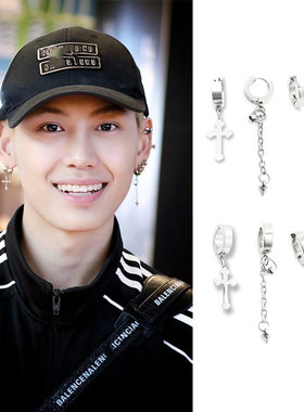 文总包包麻绳bounprem同款十字架圆珠锥子耳环夹圈链泰剧我们之间