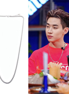 刘宪华同款圆盒子项链钛钢毛衣链