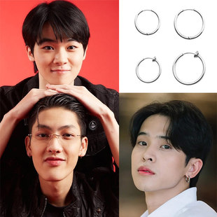 泰剧痞子坏坏爱TarBom同款细圆圈耳环钉夹圈男女百搭NoeyThi饰品