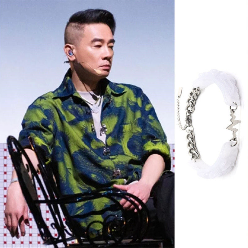 陈小春同款雕刻貔貅玉石手链环镯