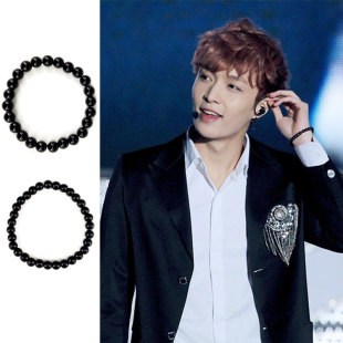 张艺兴同款黑珠手链少年之名2020新款男女情侣百搭玻璃手环绳圈饰