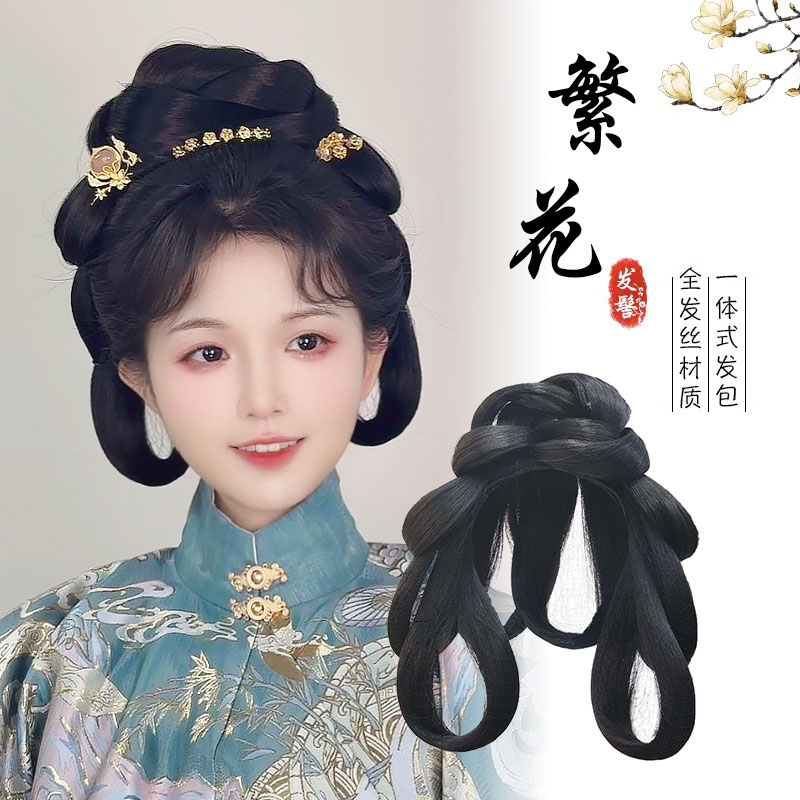古装汉服假发一体式全套头饰古风发髻盘发发型日常垫发包发饰
