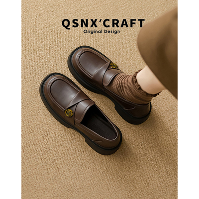 羊皮版~山茶花厚底乐福小皮鞋