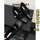 黑色菱格纹小香风浅口单鞋 新款 女 内增高加绒玛丽珍2025冬季 羊皮