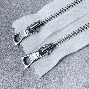 口小包布袋金属拉锁本白030 袋领袖 高档细齿3 亮银YKK拉链闭尾服装
