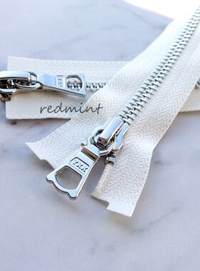 高档5#YKK拉链亮银双头开尾金属外套夹克开衫门襟用服装本白030