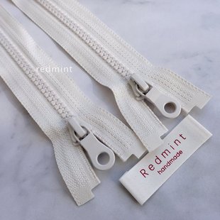 夹克羽绒毛衣胶牙古典头米白571 YKK拉链树脂单开外套开衫 复古款