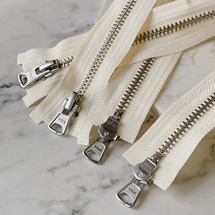 5#YKK拉链白铜双头开尾外套开衫大衣毛衣羽绒夹克服装门襟米白801