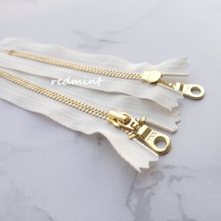 口小包布袋高档金属拉锁本白030 袋口领袖 细齿3 亮金闭尾拉链服装