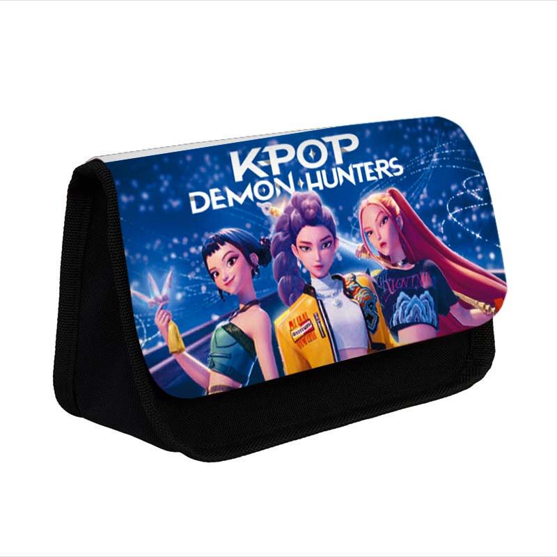 新款猎魔女团笔袋学生多功能大容量收纳铅笔盒儿童立体翻盖笔袋批