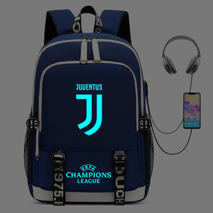 热销C罗周边罗纳尔多USB充电双肩背包夜光学生书包户外登山包