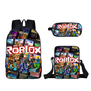 跨境roblox书包三件套学生大容量背包儿童收纳护脊双肩包批发 新款