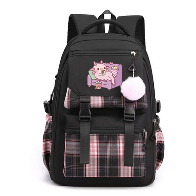 外贸动物印花Axolotl印花双肩背包户外休闲可爱书包