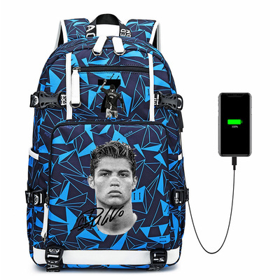 亚马逊热销C罗Ronaldo 高质量中学生校园书包星空防水背包60105