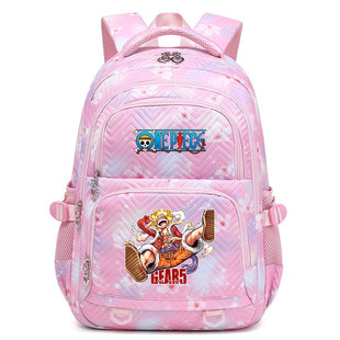 06海贼王印花多隔层初高中书包可爱轻便女生背包青少年