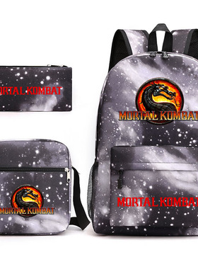 【星空书包三件套】mortal kombat真人快打笔袋+单肩包+双肩背包