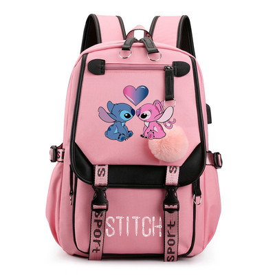 星际宝贝stitch史迪仔史迪奇USB充电书包男女学生背包双肩背包