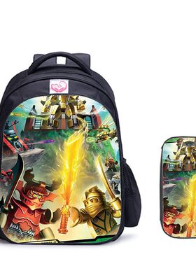 两件套-乐高LEGO Ninjago Season 5系列-书包+笔袋 来图可DIY定制